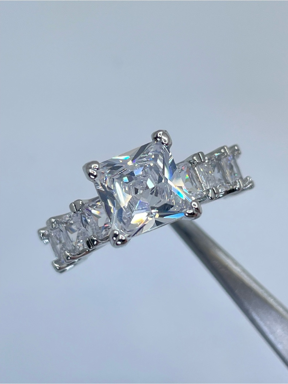 Swarovski Crystal Elements Diamond White Princess Cut Bridal Ring Statement
